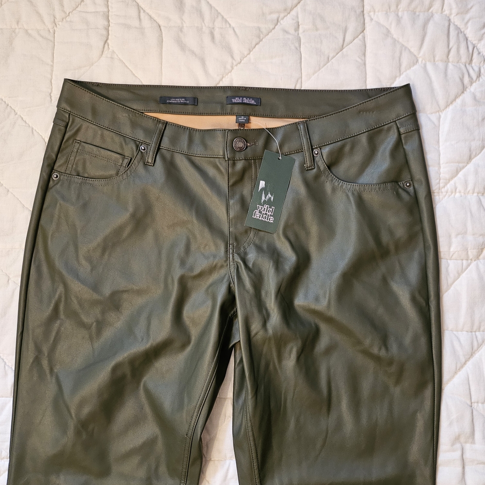 Wild Fable Olive Green Faux Leather Bootcut - Size 12 - Picture 8 of 12